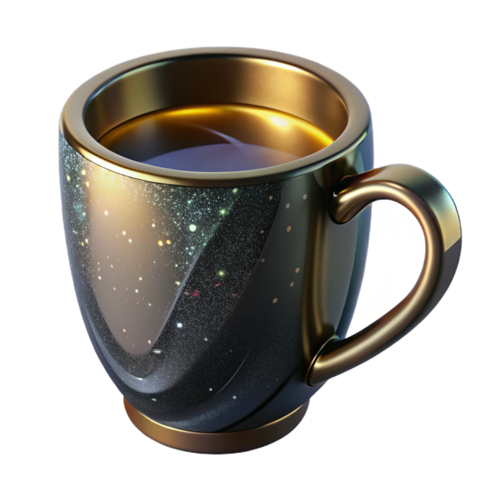 vibrant minimalist Black Coffee Mug Handle Visible Isolated Element genuine png