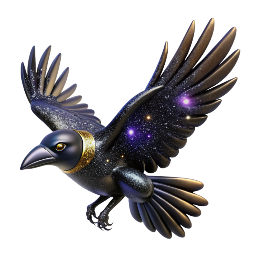 extraordinary classic Black Raven in Flight Silhouetted Cutout genuine png