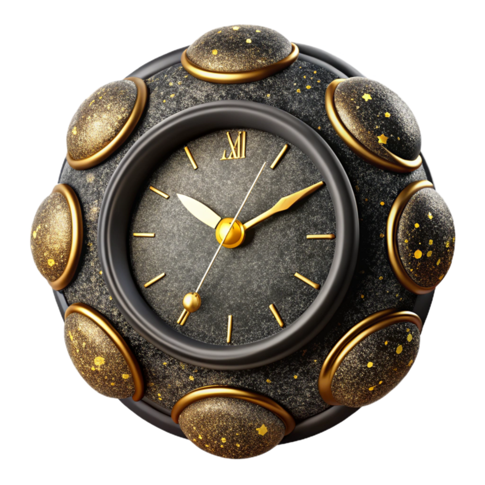 impressive artistic Black Vintage Clock Face Isolated detailed png