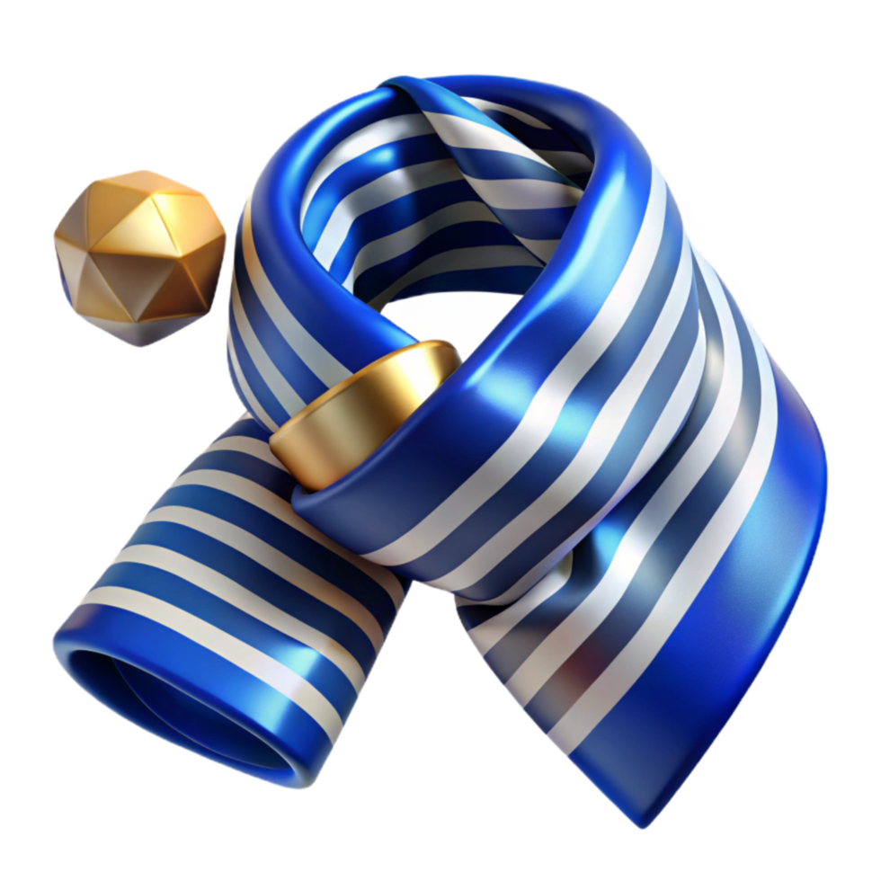 extraordinary traditional Blue and White Striped Scarf Angled View Transparent Cutout png