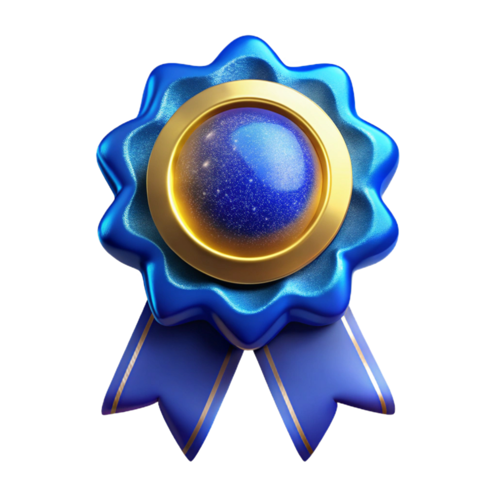vibrant abstract Blue Award Ribbon with Gold Border Isolated exclusive png
