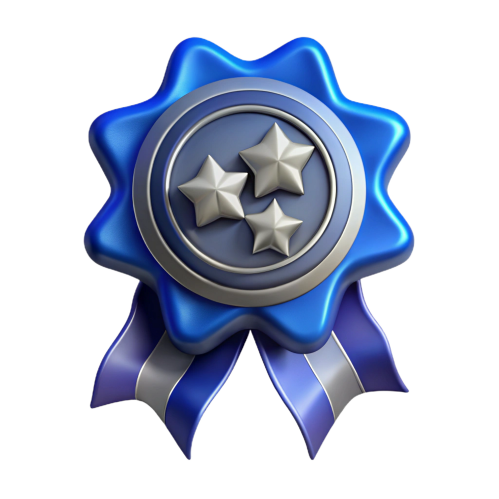 stunning vintage Blue Award Ribbon with Gold Border Isolated high quality png