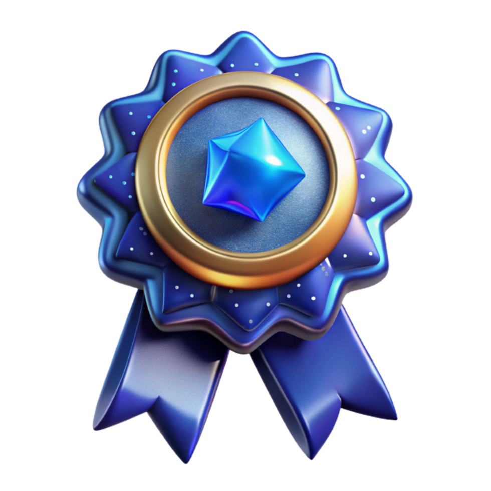 impressive contemporary Blue Award Ribbon with Gold Border Isolated detailed png