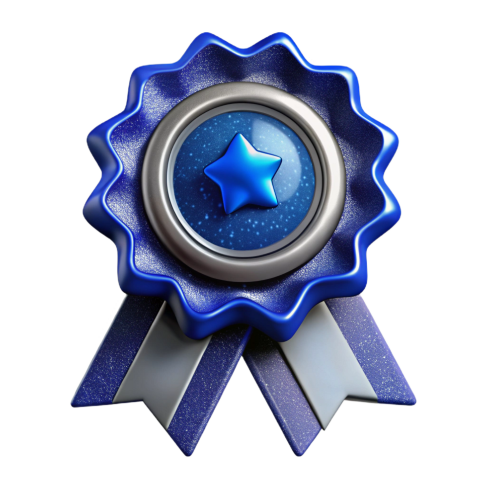 elegant modern Blue Award Ribbon with Gold Border Isolated original png