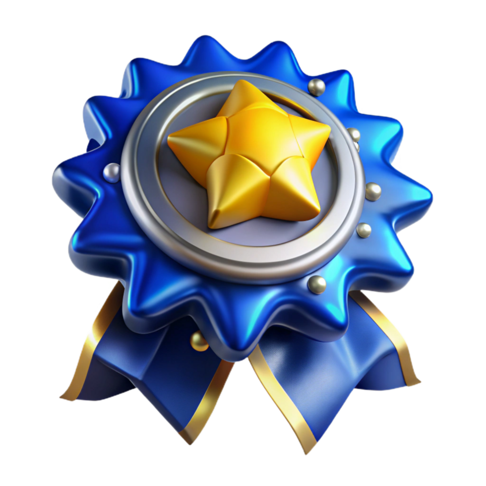elegant abstract Blue Award Ribbon with Gold Border Isolated high quality png