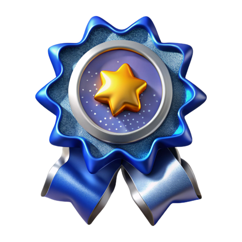 dramatic abstract Blue Award Ribbon with Gold Border Isolated high quality png