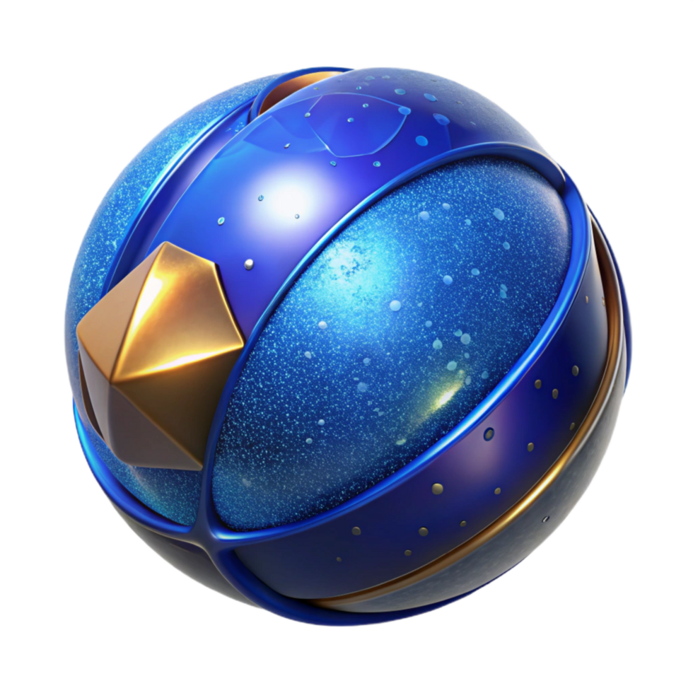serene vintage Blue Ball Isometric View Isolated Transparent Background genuine png
