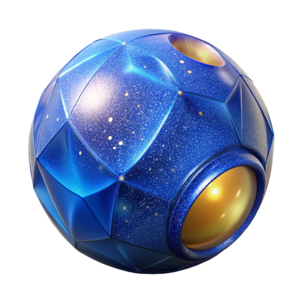 stunning minimalist Blue Ball Isometric View Isolated Transparent Background authentic png