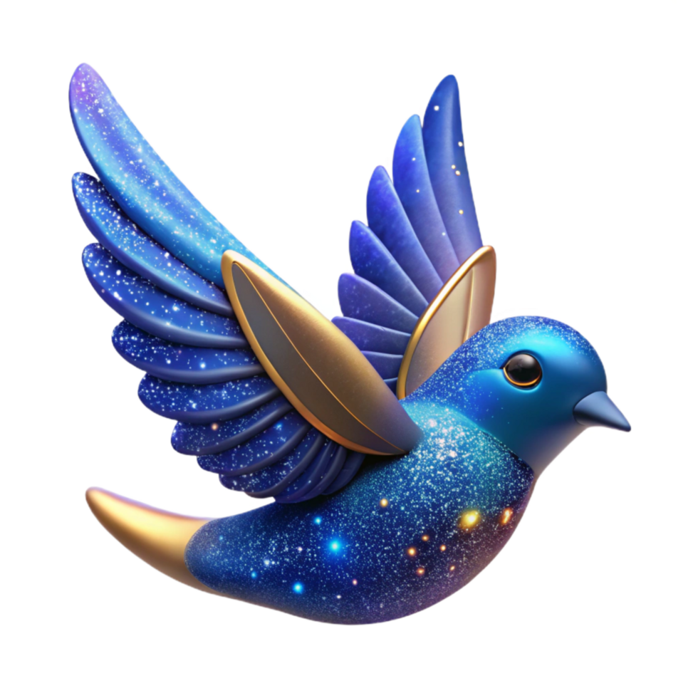 dramatic rustic Blue Bird in Flight Wingspan View Cutout premium png