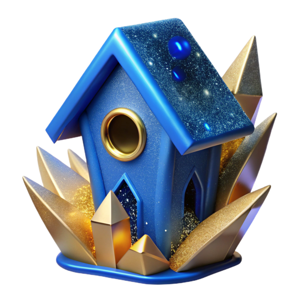 magnificent abstract Blue Birdhouse Front View Transparent Cutout png