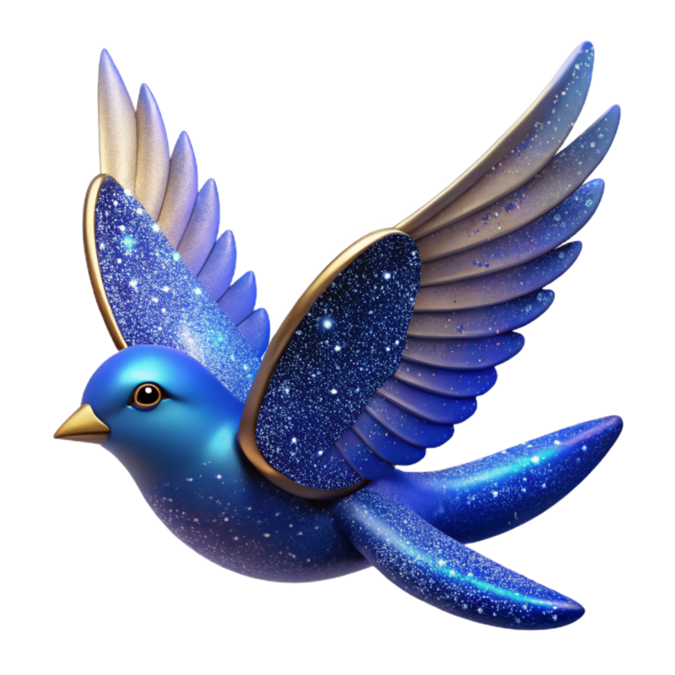 elegant rustic Blue Bird in Flight Wingspan View Cutout original png