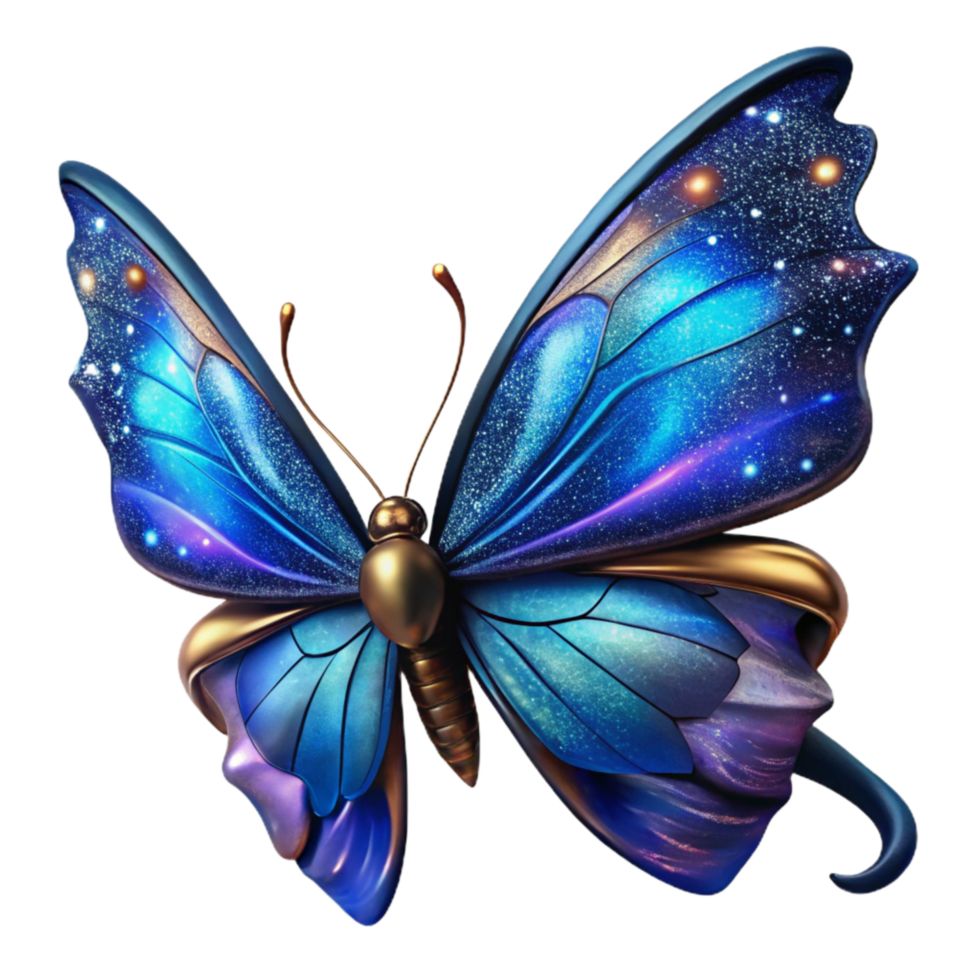 beautiful modern Blue Butterfly in Flight Isolated Element genuine png