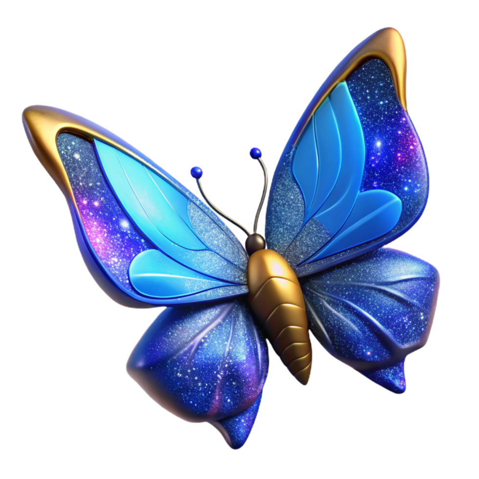 vibrant artistic Blue Butterfly Side Angle with Wing Detail Isolated high resolution png