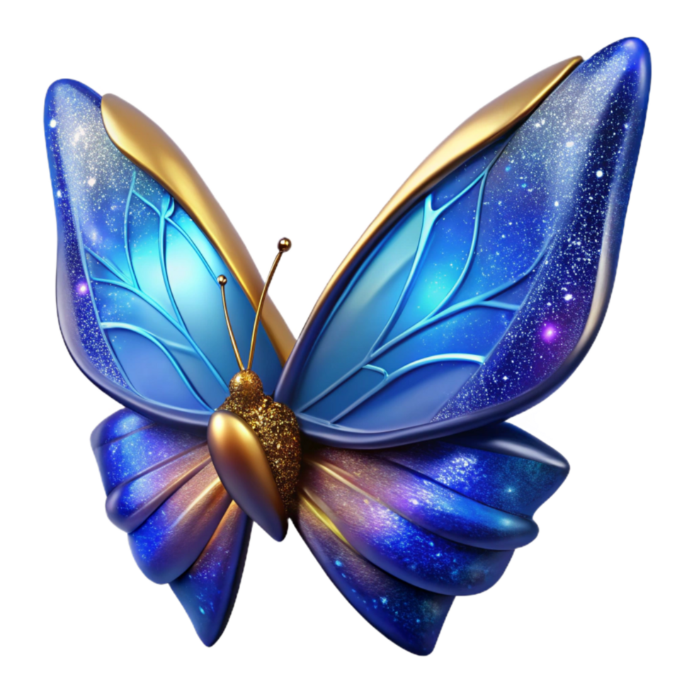 magnificent abstract Blue Butterfly Side Angle with Wing Detail Isolated original png