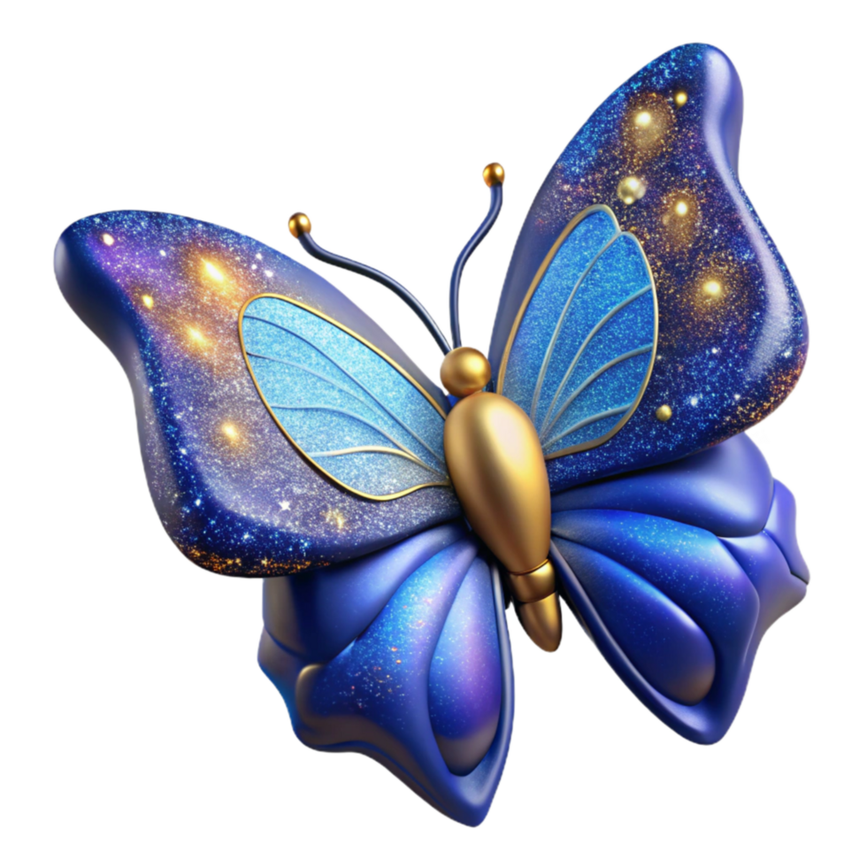 dramatic creative Blue Butterfly Side View Isolated authentic png