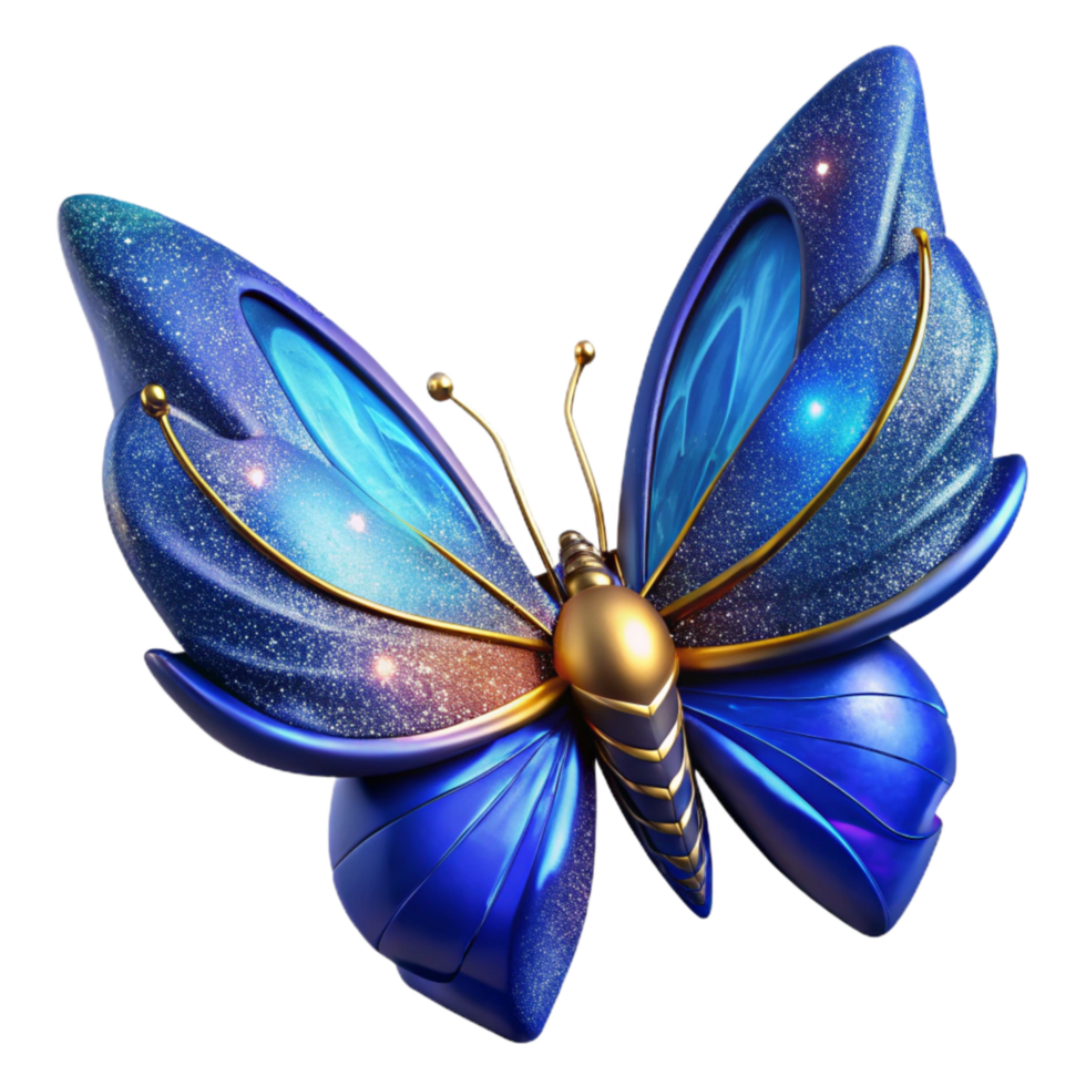 extraordinary rustic Blue Butterfly Side Angle with Wing Detail Isolated authentic png