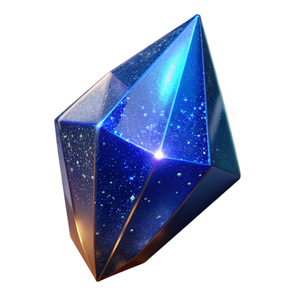 vibrant abstract Blue Crystal Shard Angled View Cutout authentic png
