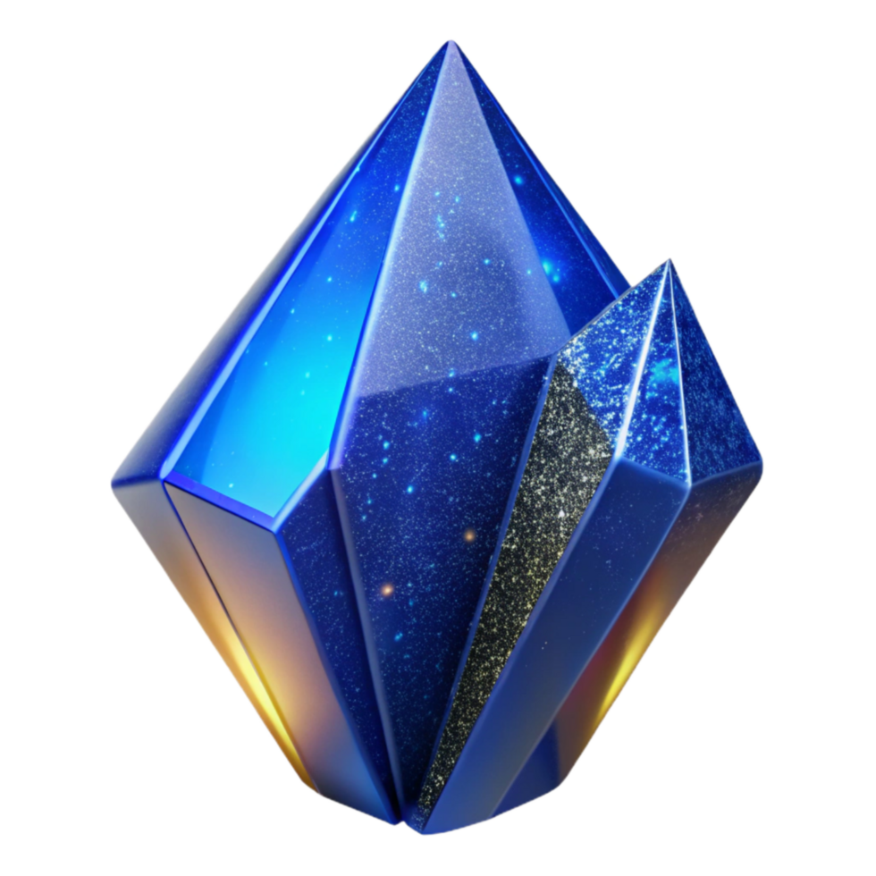 magnificent minimalist Blue Crystal Shard Angled View Cutout professional png