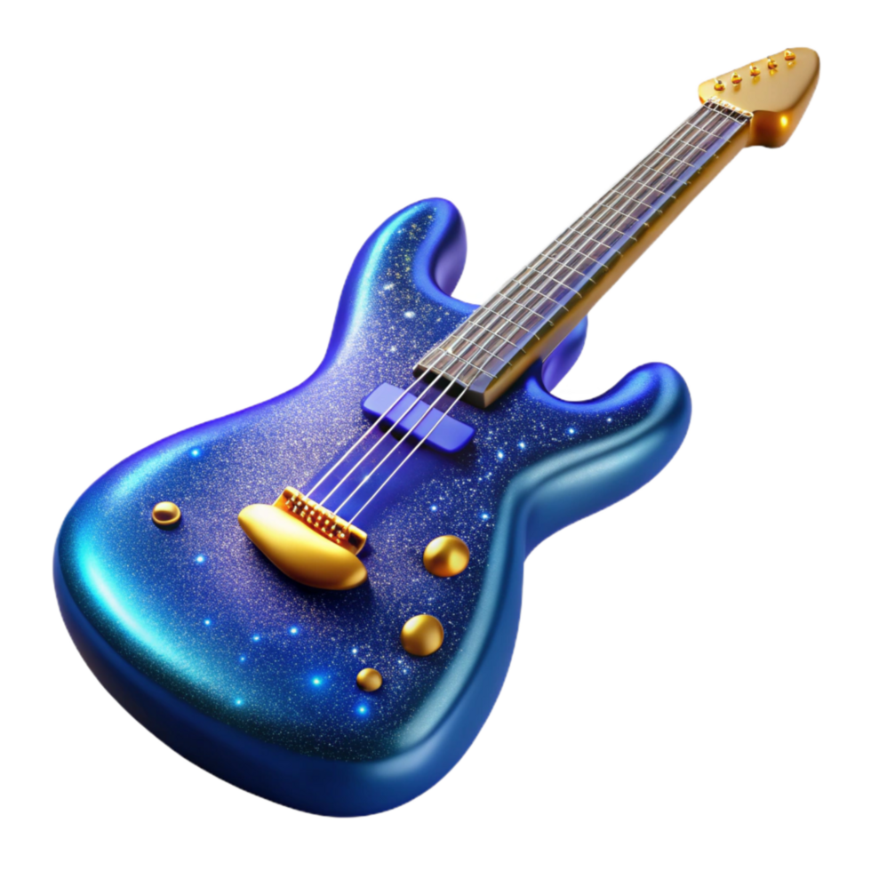 serene creative Blue Electric Guitar Close Up Cutout authentic png