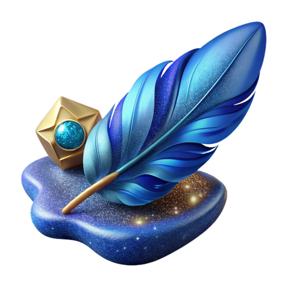 elegant abstract Blue Feather Floating Down Cutout high resolution png