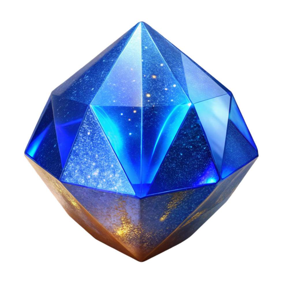 stunning modern Blue Gemstone Faceted Transparent Background original png