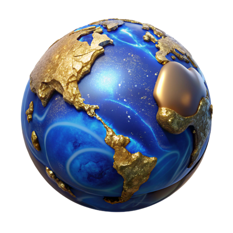 magnificent creative Blue Globe with Continents Isolated high quality png