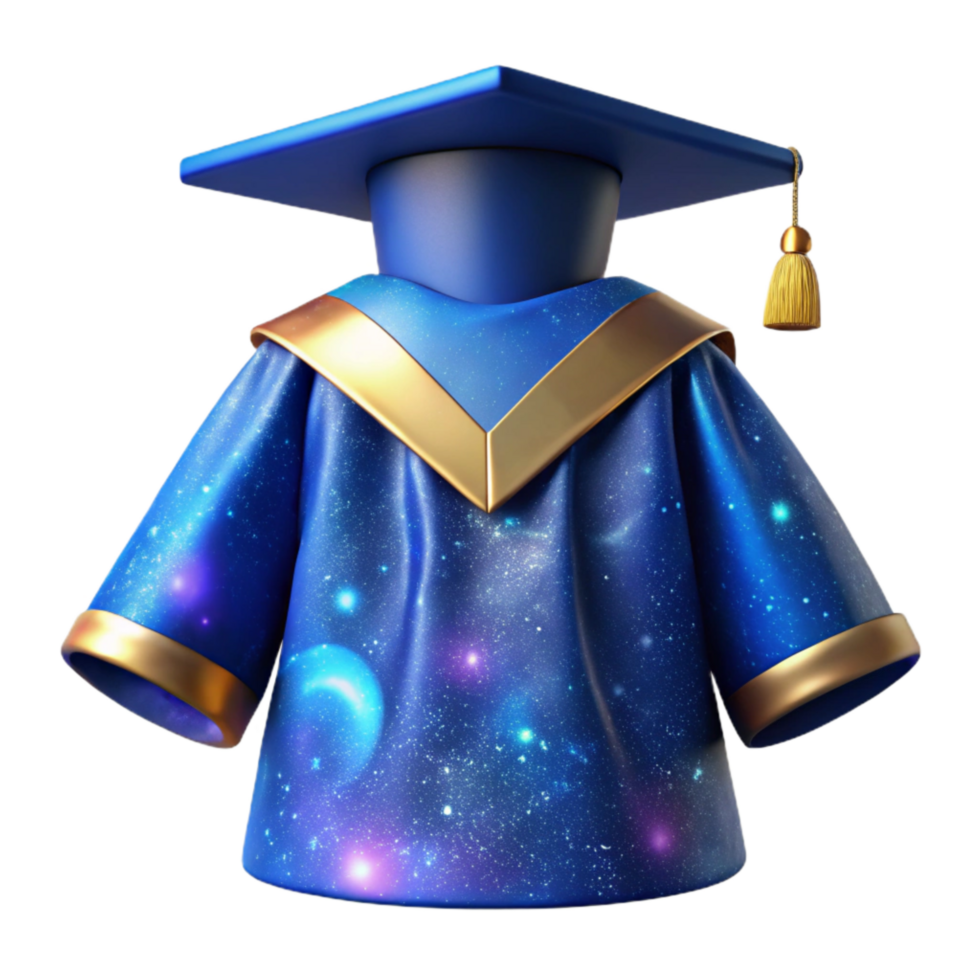 elegant creative Blue Graduation Gown with Cap Isolated high quality png