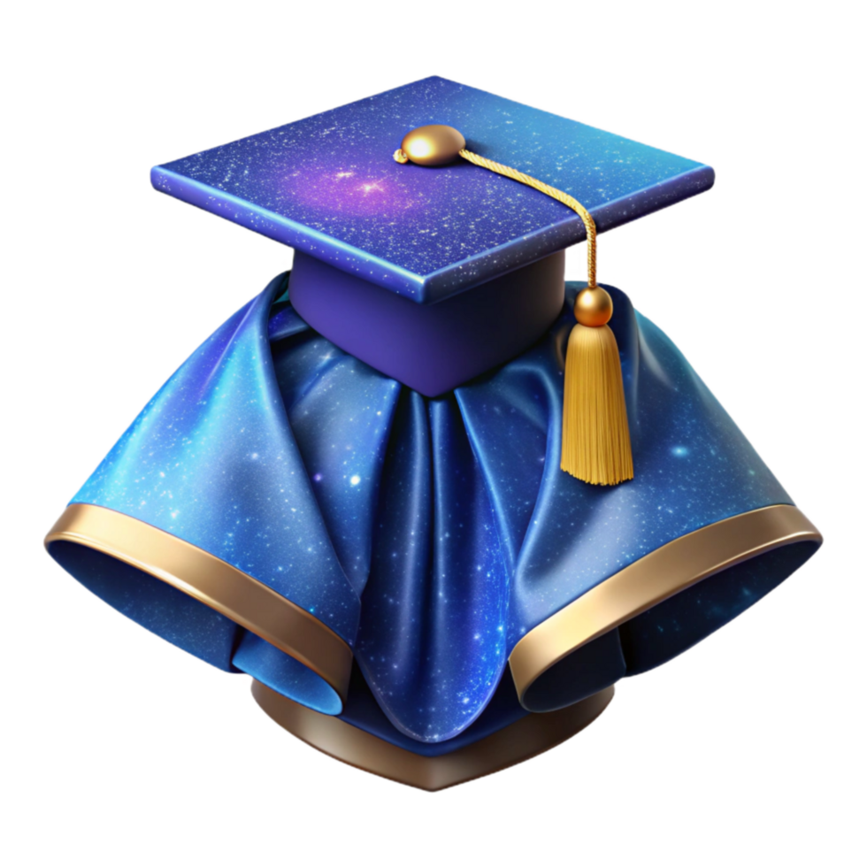impressive modern Blue Graduation Gown with Cap Isolated detailed png
