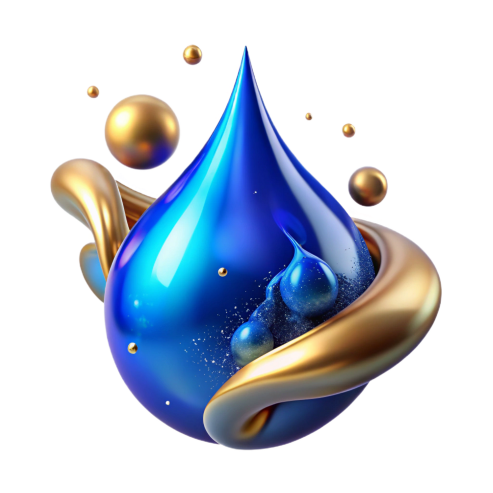 vibrant contemporary Blue Ink Drop Splashing Isolated original png