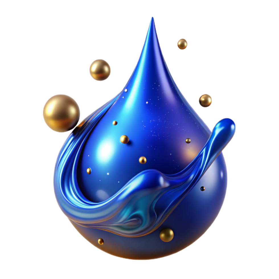 wonderful creative Blue Ink Drop Splashing Isolated professional png