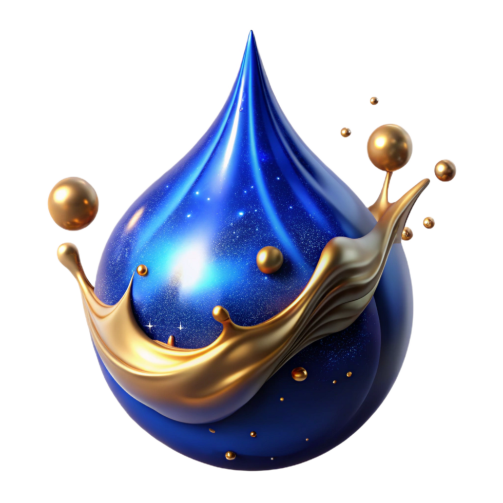 elegant minimalist Blue Ink Drop Splashing Isolated genuine png