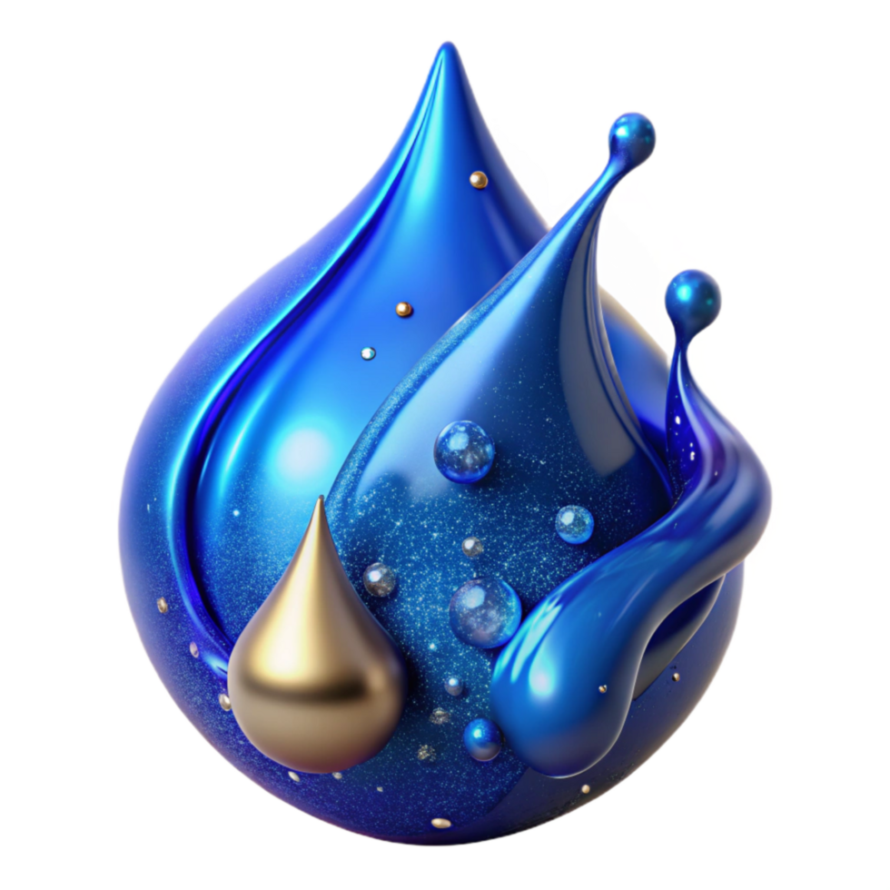 stunning abstract Blue Ink Drop Splashing Isolated original png