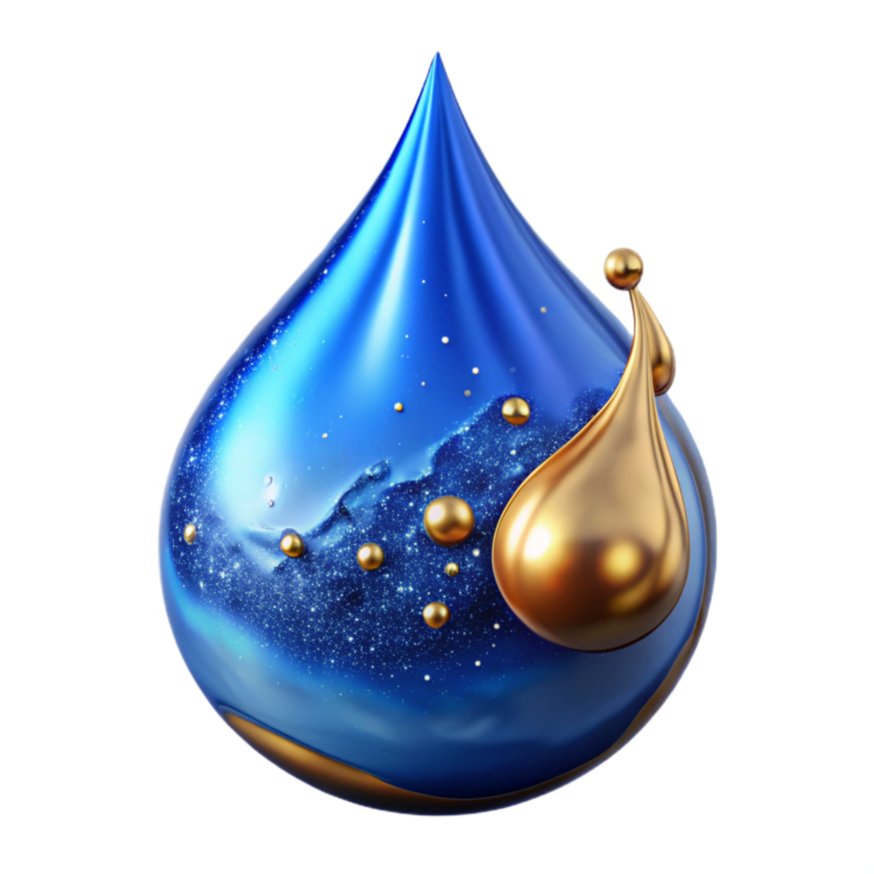 stunning artistic Blue Ink Drop Splashing Isolated png