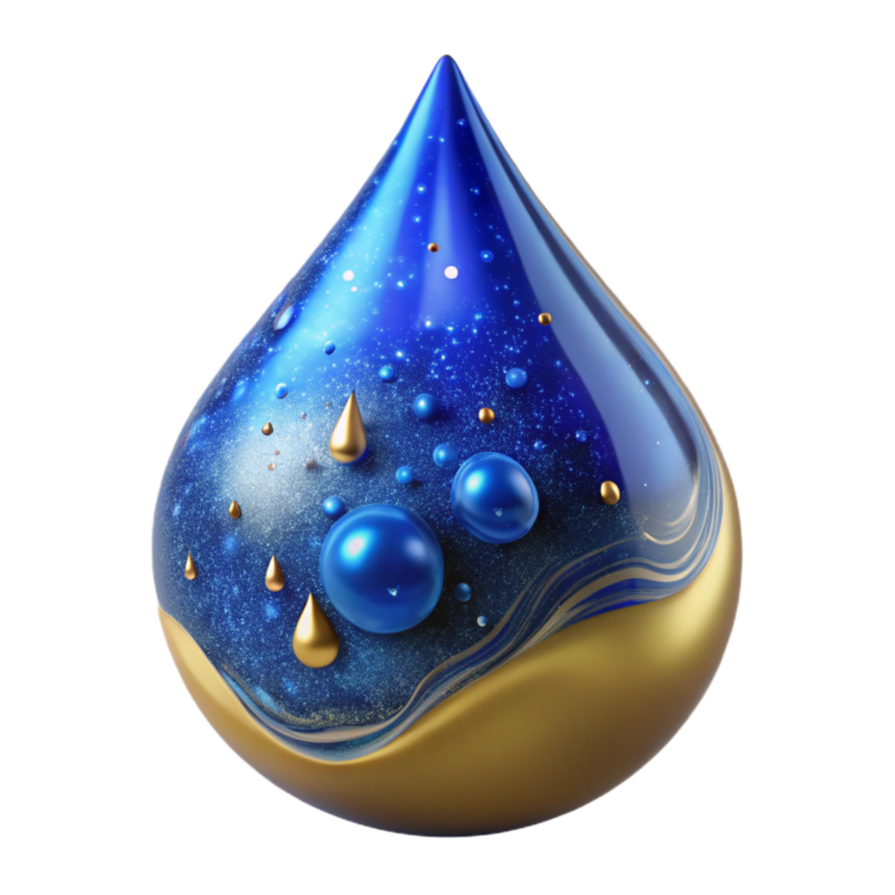 beautiful classic Blue Ink Drop Splashing Isolated professional png