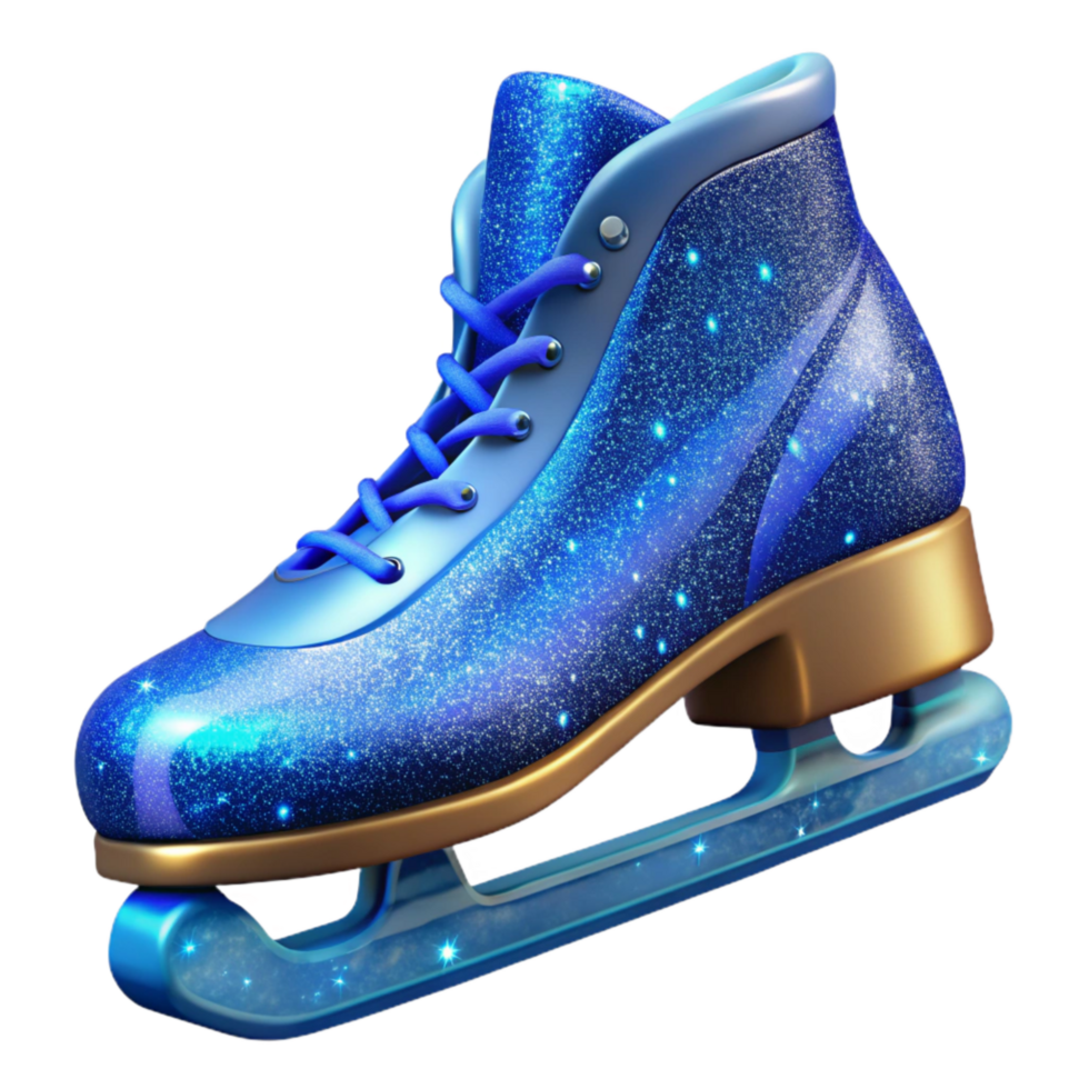 elegant artistic Blue Ice Skate Angled View Transparent Cutout png
