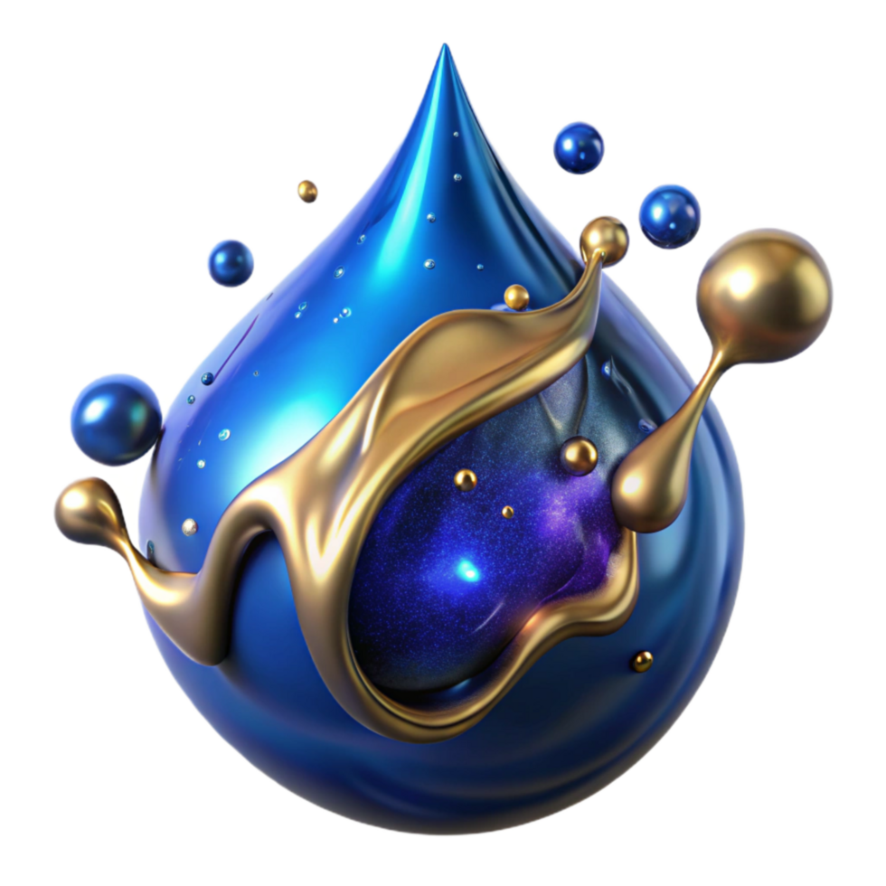 serene creative Blue Ink Drop Splashing Isolated original png