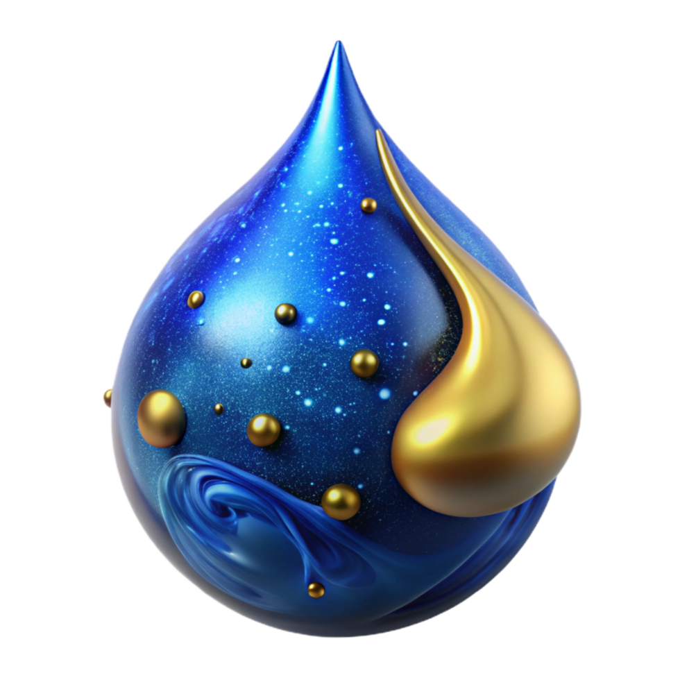 elegant minimalist Blue Ink Drop Splashing Isolated png