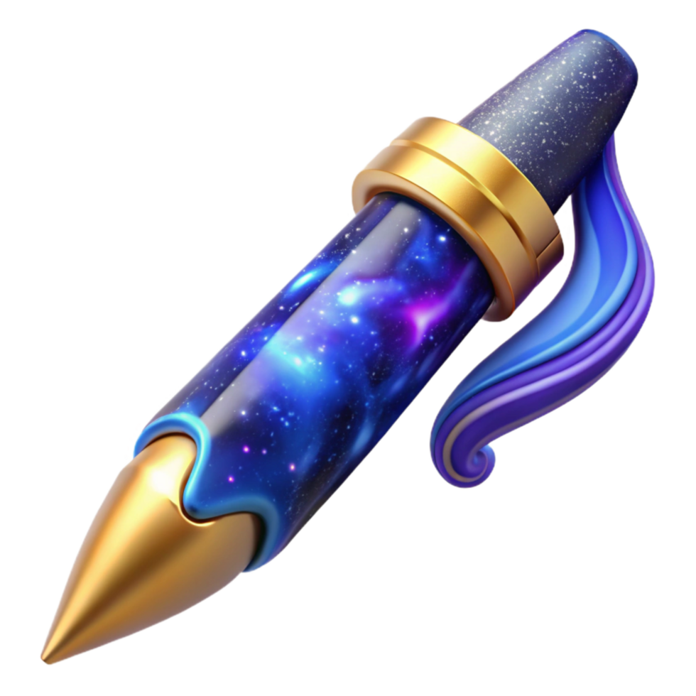 wonderful creative Blue Ink Pen Side Angle with Cap Isolated genuine png