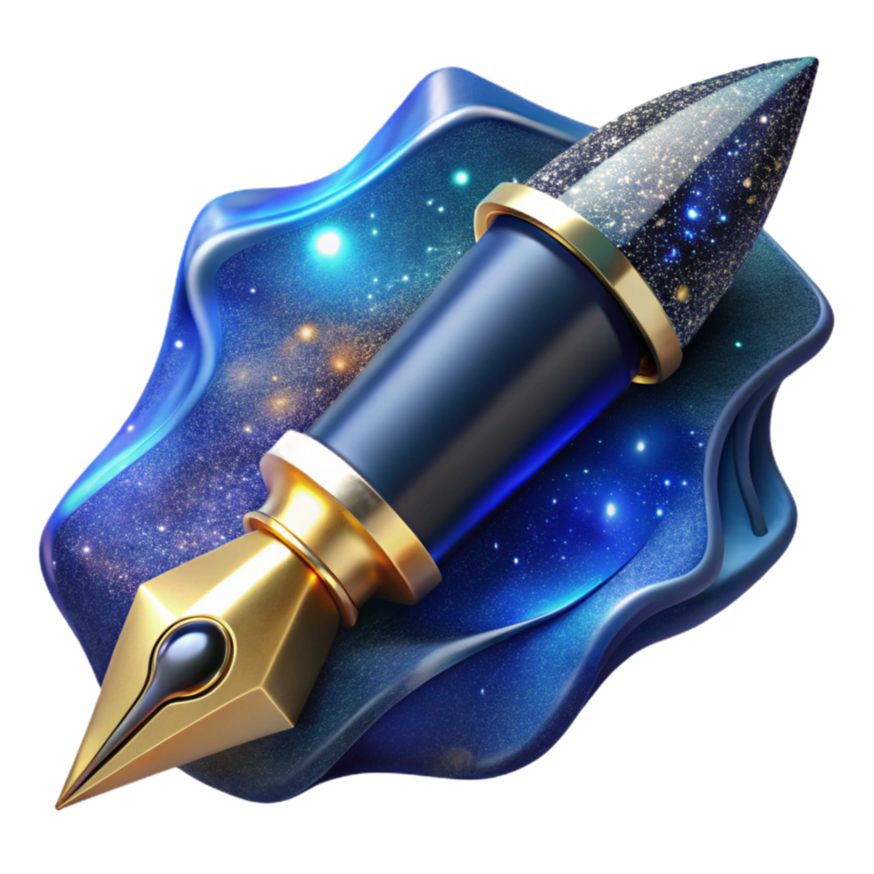dramatic creative Blue Ink Pen Writing Angle Top View Cutout professional png