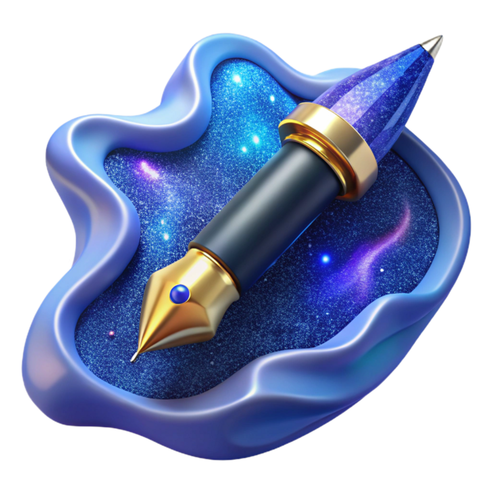 stunning classic Blue Ink Pen Writing Angle Top View Cutout premium png