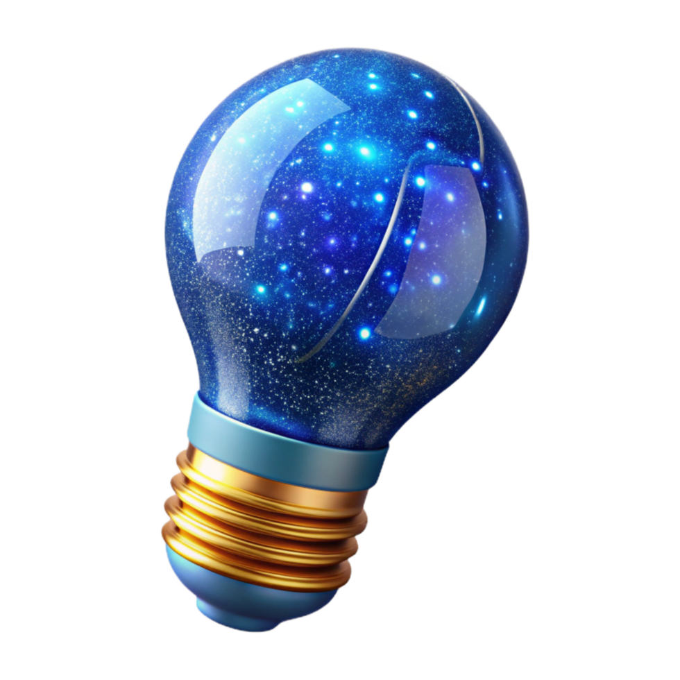 wonderful traditional Blue Light Bulb Side View with Filament Isolated authentic png