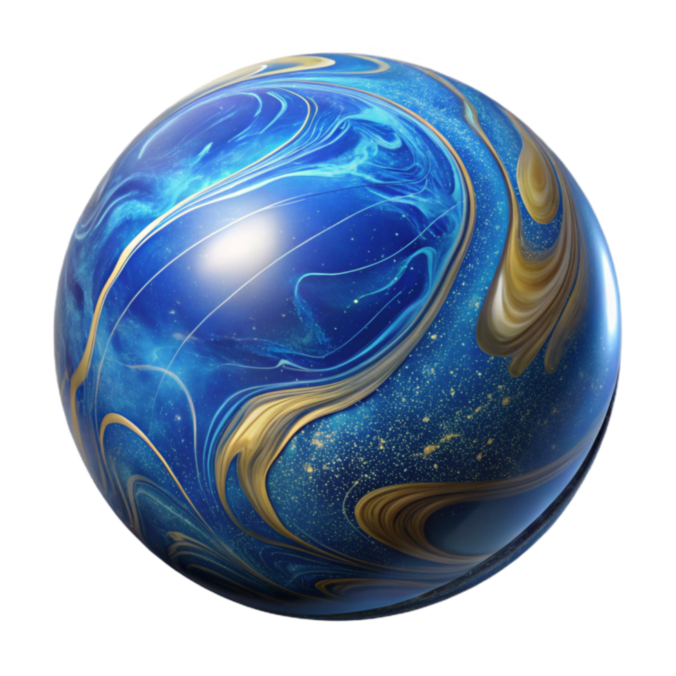 dramatic contemporary Blue Marble Sphere Polished Surface Isolated Element premium png