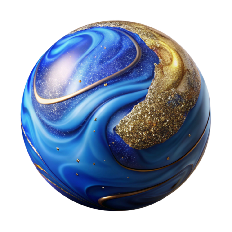 vibrant abstract Blue Marble Texture Top Angle Isolated high resolution png