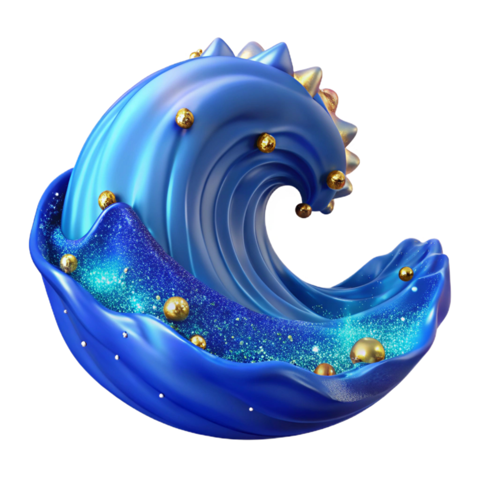 vibrant artistic Blue Ocean Wave Crashing Transparent Background high quality png