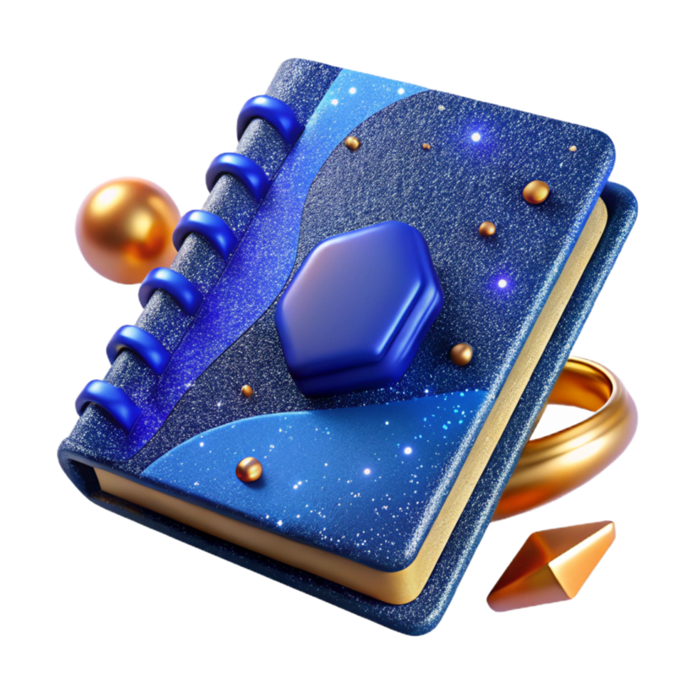magnificent rustic Blue Notebook Top View Isolated png
