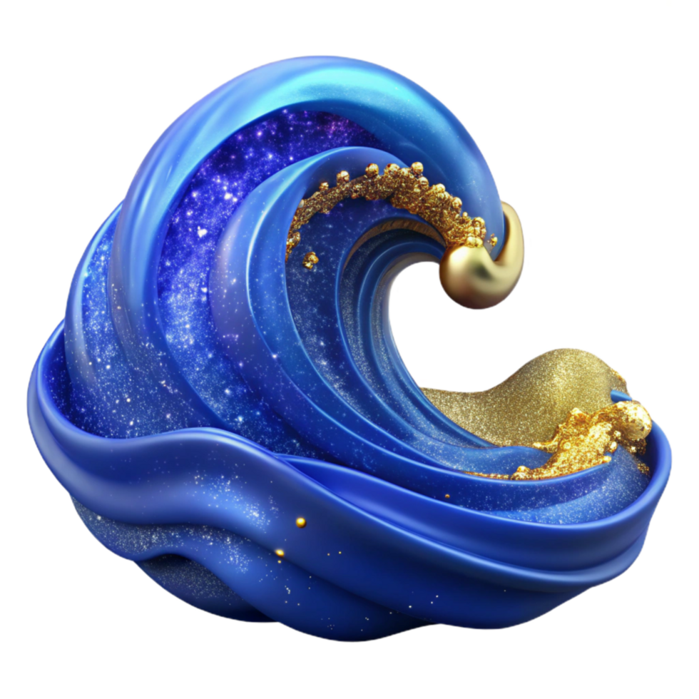 vibrant artistic Blue Ocean Wave Rolling Isolated authentic png