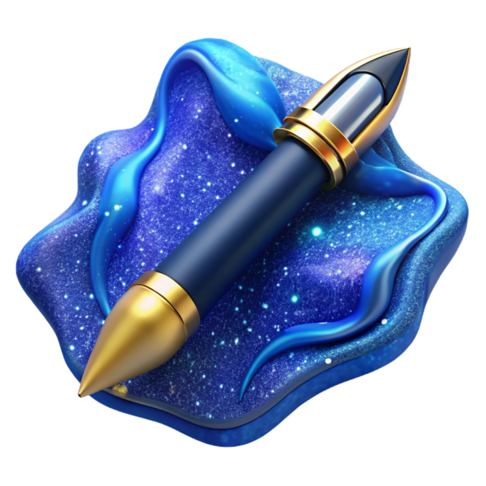 wonderful modern Blue Pen Top View Isolated png