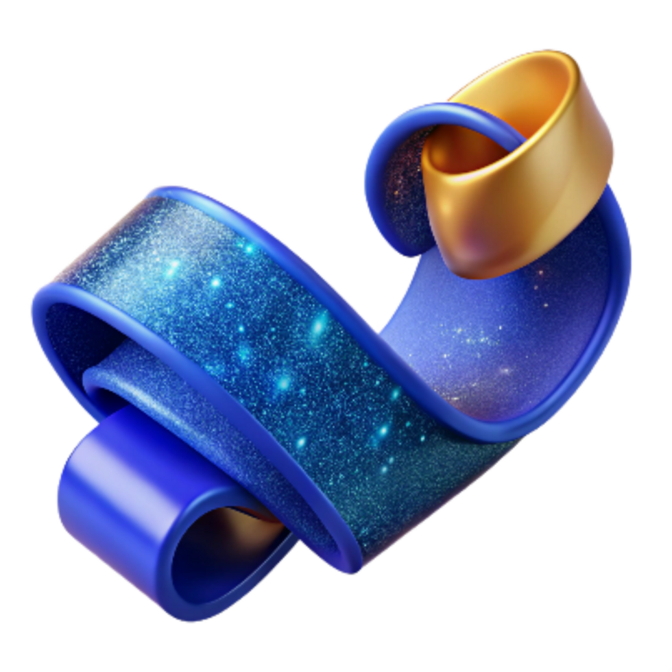 vibrant classic Blue Ribbon Side View Cutout with Curl high resolution png