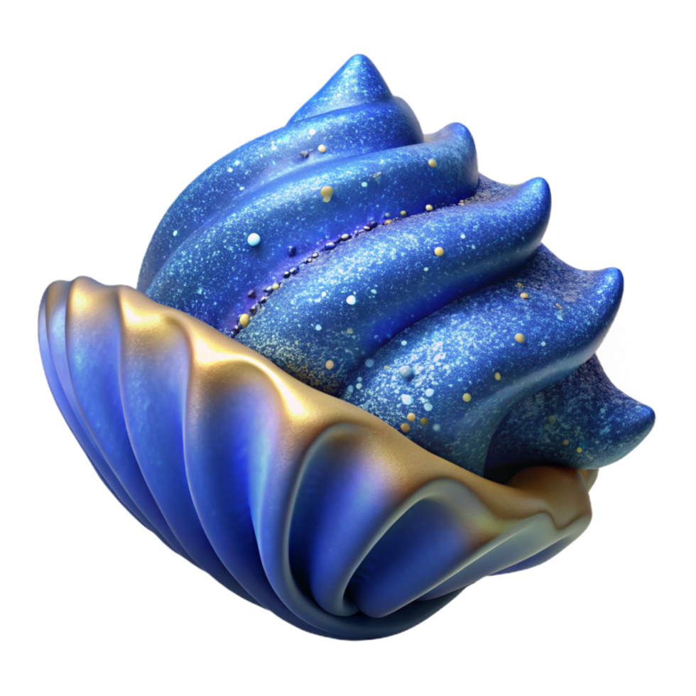 wonderful classic Blue Seashell Side View with Texture Isolated authentic png