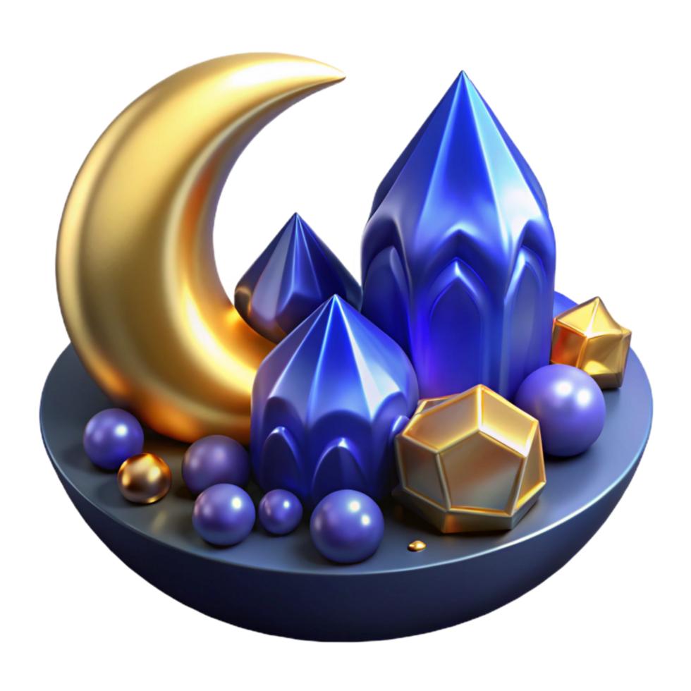 magnificent abstract Blue Sky with Crescent Moon Night Scene Isolated png